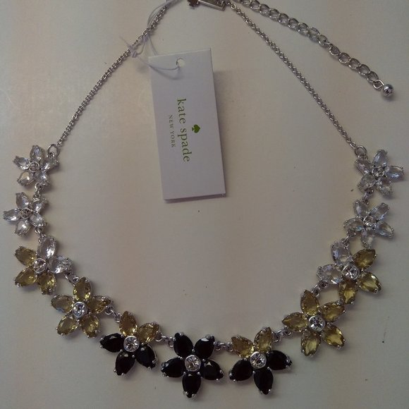 Kate Spade New Black and Clear Flower Necklace